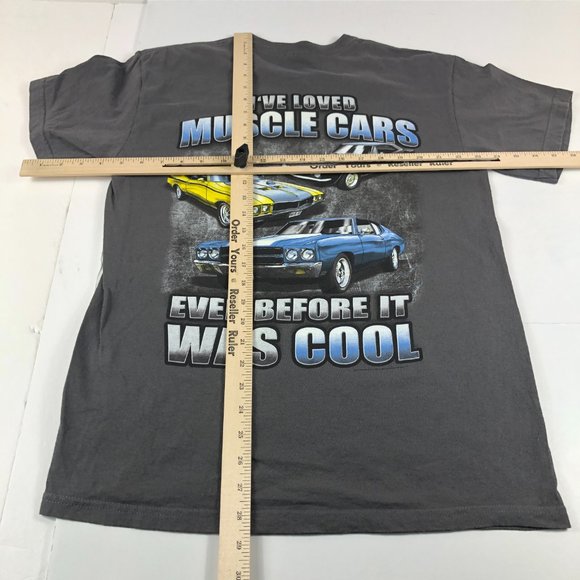 General Motors Shirt Men's Medium Grey Muscle Cars Big Graphic Print Car Tee - Picture 9 of 11